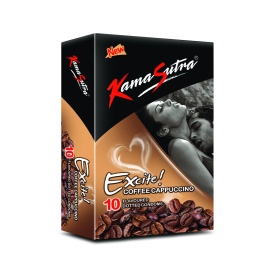 KamaSutra Coffee Flavoured Condoms for Men | Tempting Flavour with Dotted Texture | Made with Natural Rubber Latex | Lubricated Condoms | Excite/Flavour Series | 10 Coffee Dotted Condoms